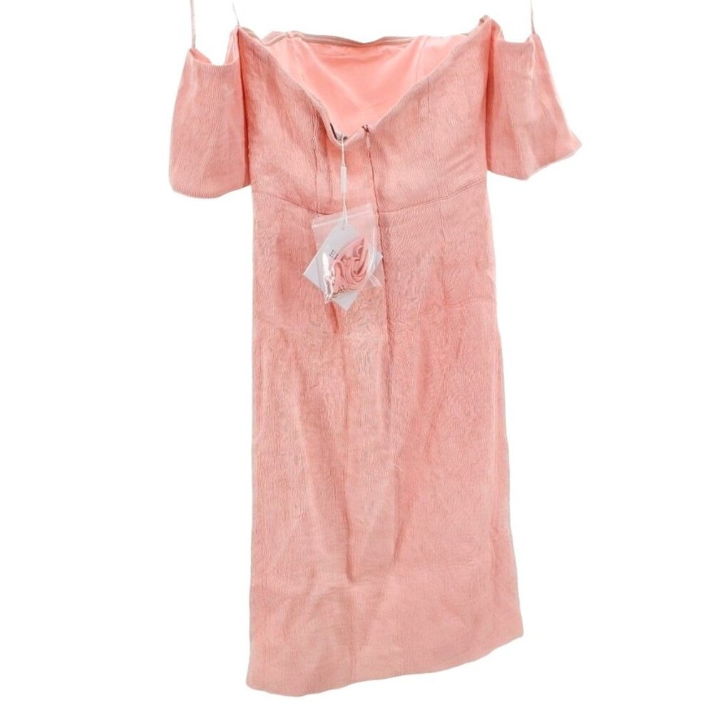 ELLIAT M Dress Acacia Crape Textured Off Shoulder Pleated Slit Front Knee Length - Picture 6 of 16